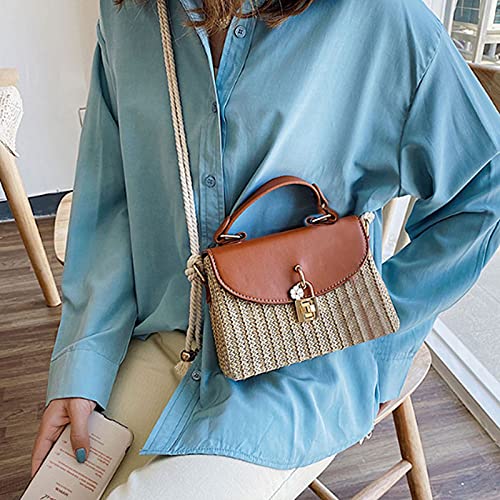 Women Mini Straw Woven Cross-body Shoulder Bag Top-handle Bag Handbag4