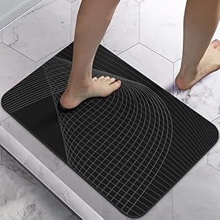 Bathroom Bath Mat Rug, Diatomaceous Earth Water Absorbent Rubber Backed Non-Slip Bathroom Floor Mat Carpet Square Cool Thin Washable Quick Dry For Shower Tub Bathtub Indoor Door