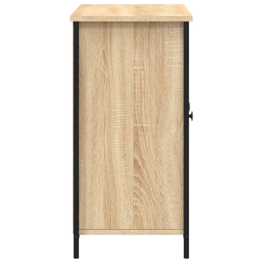 Credenza Rovere Sonoma 100x35x70 cm in Legno Multistrato e Vetro
