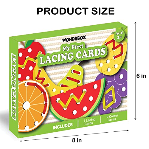 Image of WONDRBOX Montessori Lacing Cards Activity Educational Toy for Kids Age 2 3 4 Year Old | Autistic, Occupational Therapist Games (Set of 3) | Includes 22 Lacing Cards and 6 Laces