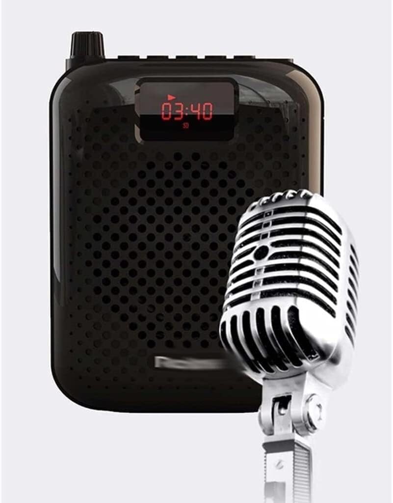Vendeur amplificateur Amplificateur Amplificateur Portable Amplificateur d'enseignement Rechargeable USB avec câble Casque Microphone Amplificateur léger Haut-Parleur Son Clair(Black)