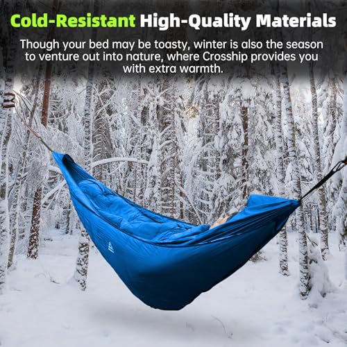 Image of Hammock Underquilt for Camping - Full Length Blue Lightweight Warm Quilt for 3-4 Seasons (41-68F) - Soft & Durable for Hiking, Backpacking, Beach, Travel - Holds Up to 500lbs