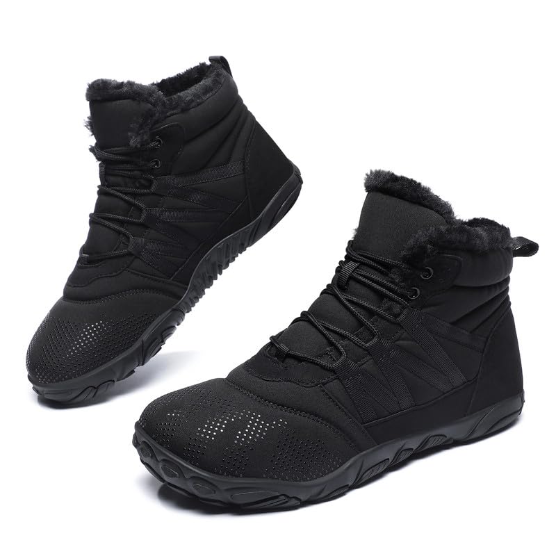 Barefoot Botas de Nieve Zapatos Invierno Hombre Mujer Forro Cálido Resistente al Agua Antideslizante Caliente Cómodas y Abrigadas Casuales Boots Unisex Negro EU40