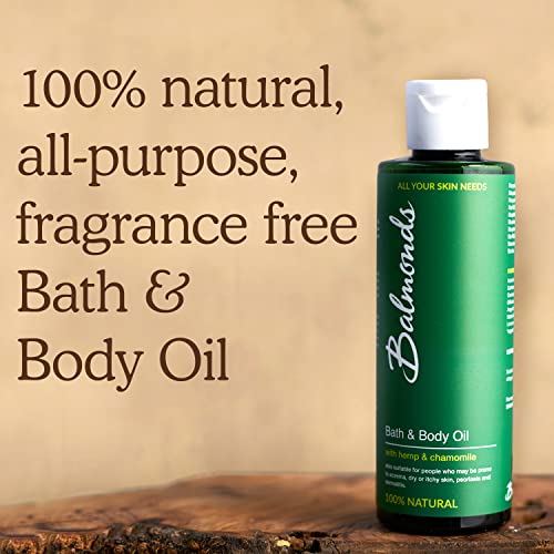 Balmonds - Bath & Body Oil - 6.8Fl.oz. (200Ml) - 100% Natural Skin Oil - With Chamomile & Lavender - Vegan - Free From Fragrance - All Skin Types #TOP1