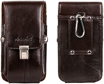 Ariscobull Phone Holster with Belt Clip Leather Belt Pouch Belt Case Phone Holder for iPhone 14 Pro Max 11 Pro Max Xs Max XR 7 Plus 8 Plus 6s Plus (for Phones with Cases) (Coffee)