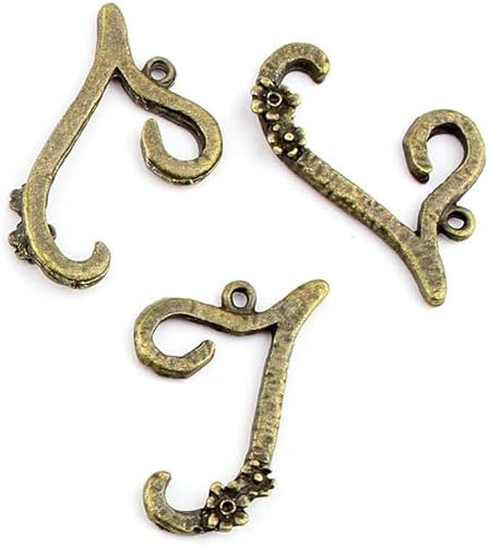 Joyería Fabricación Hallazgos de bronce antiguo encantos FL23299-J Letra J Craft Lotes Reparación Suministros Joyería Fabricación Hallazgos de bronce antiguo encantos FL23299-J Letra J Craft Lotes Reparación Suministros