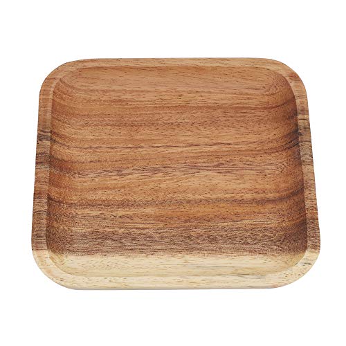 Trjgtas Bandejas cuadradas de madera for servir, bandejas rústicas multiusos, plato de té, bandeja for servir aperitivos, plato for mesa, desayuno ( Color : Onecolor , Size : 6.5x6.5in )