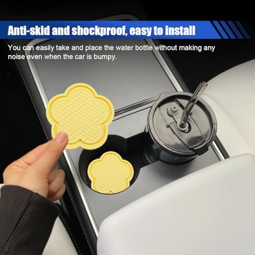 BDZMC 4PCS Posavasos para Auto Forma Flor Amarillo miniatura 4