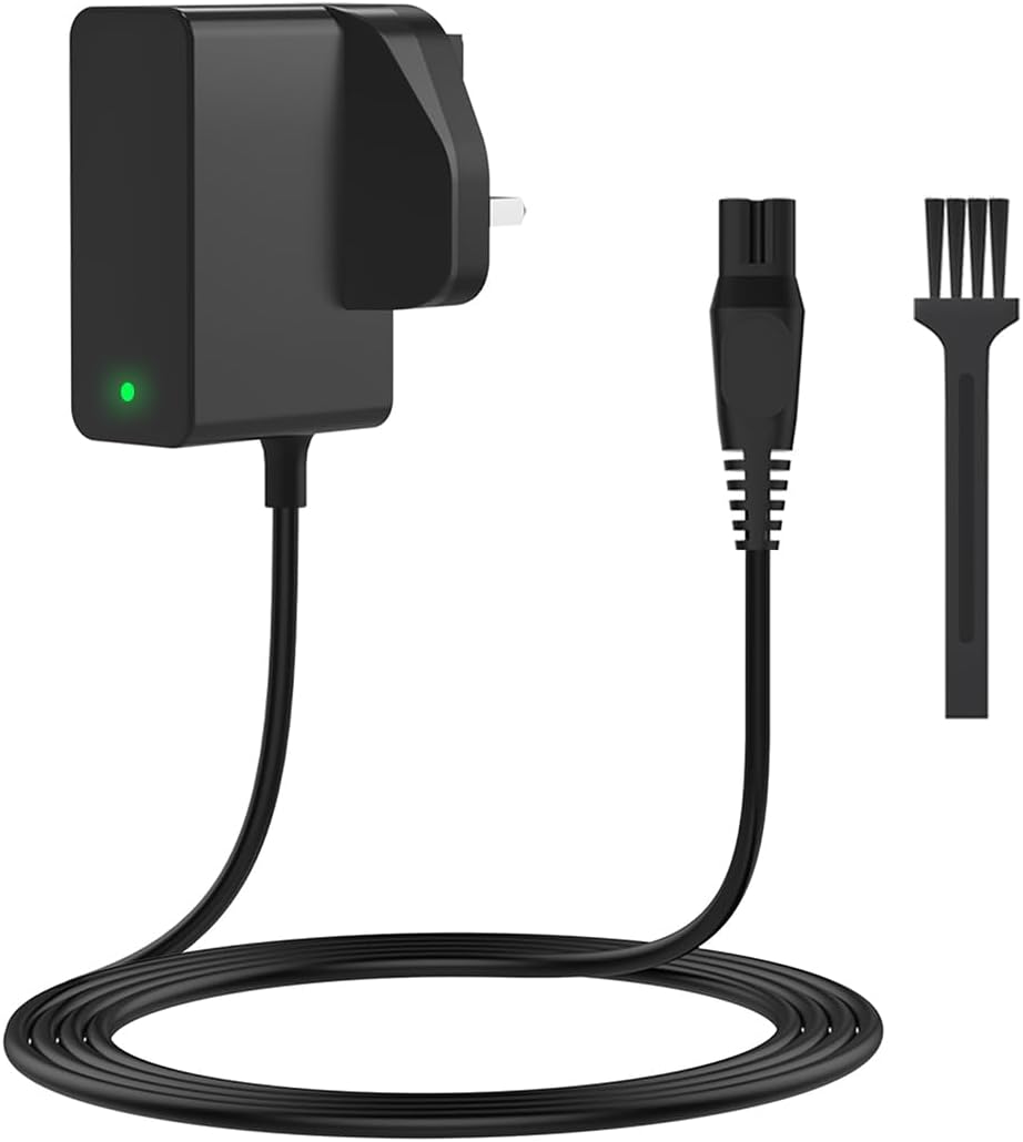 15V for Philips Shaver Chager HQ8505 Cable UK for Series 5000, 7000, 9000 Beard Trimmer S5465, S3233, BT5502, BT9810, MG7790 MG7750 Electric Razor Aquatouch UKCA Power Lead(Light/Brush)