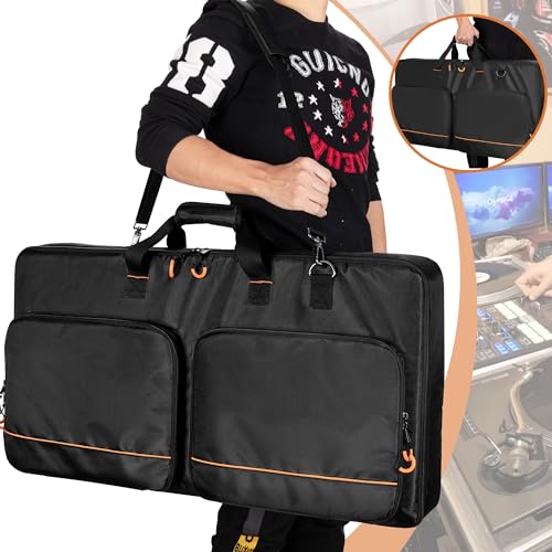 Image of Rexmica Carrying Bag Compatible with Pioneer DDJ RX /DDJ SX /DDJ SX2 / DDJ SX3 / Denon MC7000 / Numark NS6, DJ Controller Storage Bag with Foam Padding for DJ Cable or Other Accessories (L, Black)