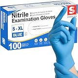 Schneider Nitrile Exam Gloves, Blue Disposable Gloves Latex Free Powder Free for Medical, Cooking, Cleaning, and Food Prep (Small, 100)