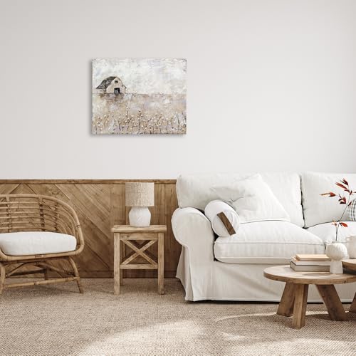 Image of 'White Barn Distressed Landscape'| Canvas Art | Stupell Industries | 30 x 24 Inches, Easy to Hang and Sturdy, Made in USA, by Britt Hallowell