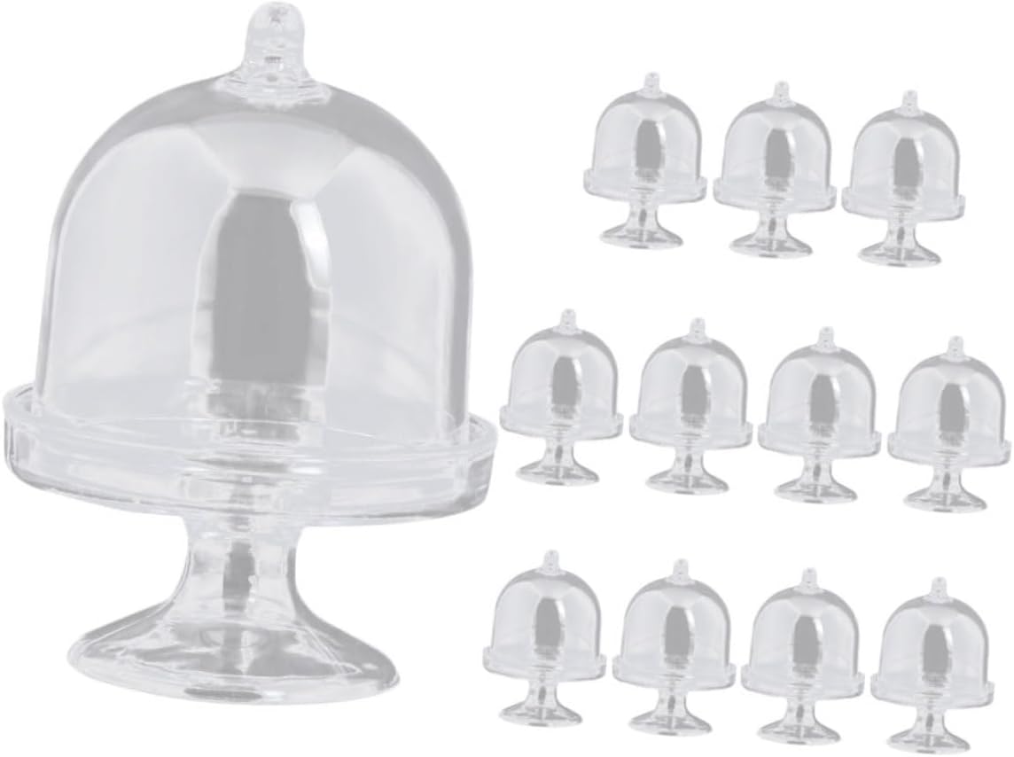 Mikinona 12pcs Plastic Candy Display Plate with Dome Xmas for Party Home