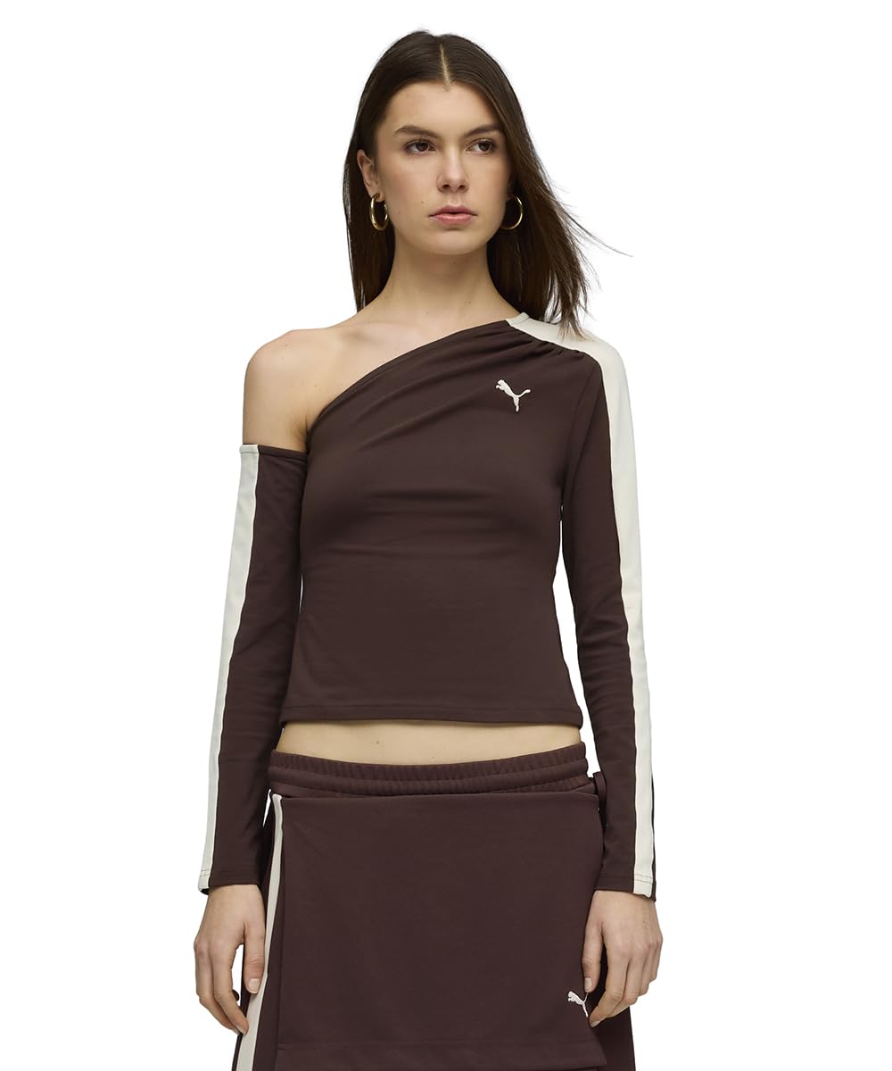 puma | T7 Women's One-Shoulder Long Sleeve Top | Chocolate Brown | L-picture-21
