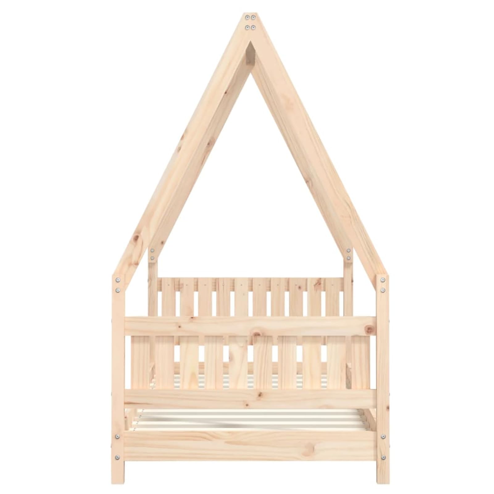 Holz Kinderbett Hausform | Massives Kiefernholz | 80x160 cm Matratze | Für Kinder ab 4 Jahren Model834504