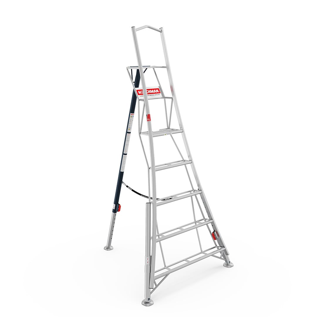 Henchman Aluminium, Silver Fully Adjustable Aluminium Tripod Ladder - 3 Adjustable Legs, 150Kg Load Capacity, 5-Year Warranty, Free Rubber Feet For Indoor Use (8Ft / 2.4M)
