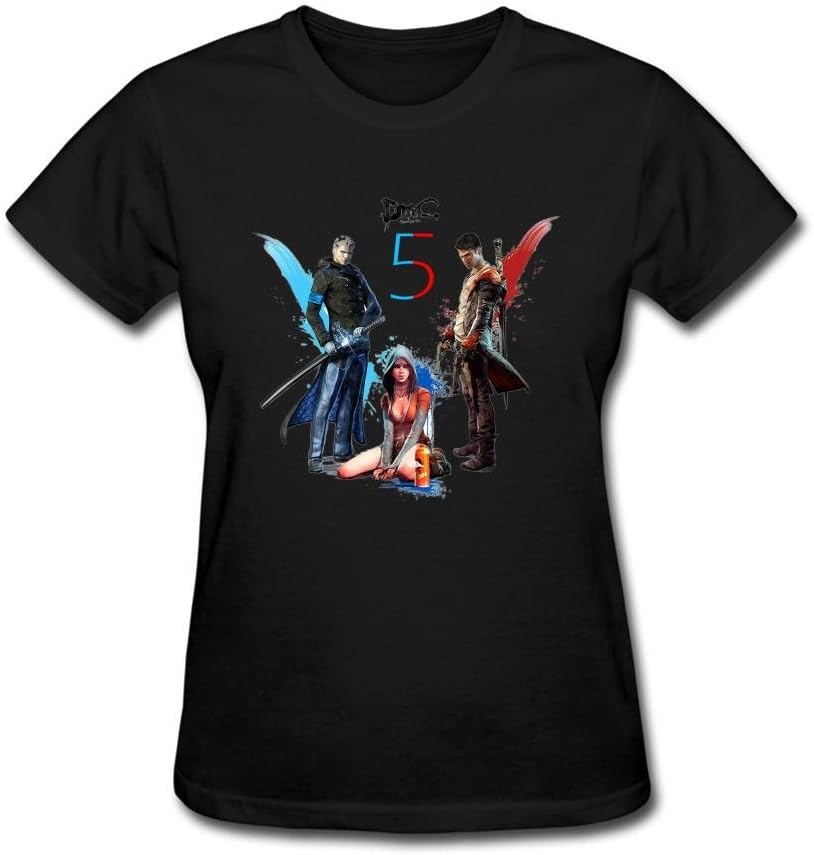 FUSHUOSHIRTW Women's Devil May Cry 5 DMC T-shirt Size S Black