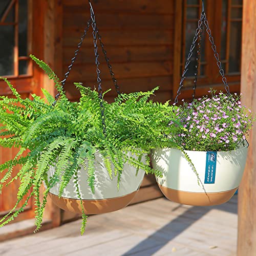 Timplxy 2 Pack Hanging Planters For Indoor Plants, With Drainage Holes And Removable Water Storage Tray, 10 Inch Plant Hanger With Pot For Garden Patio Lawn Balcony Porch #TOP5