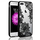 Iphone 7 Plus Case, JICUIKE [Render Print] Phone Cases Henna Paisley Datura Sexy Lace Flower Soft Border + Matte Hard Back Cover For iPhone 8 Plus Shell 5.5 Inch [Black Mandala]