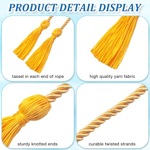 Image of ONUPGO Gold Graduation Honor Cords, 68 inch Graduation Cord for 2026, Rayon Braided Tassel Cord Polyester Yarn Long Robe Honor Rope for Graduation Students, Bachelor Gown