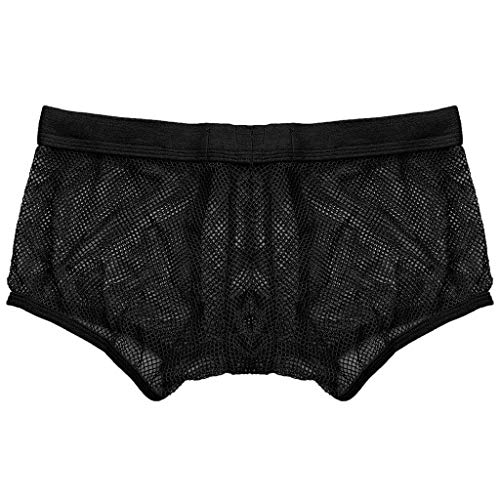 Men's See Through Lingerie Underwear Sexy See-Through Fishnet Boxer Briefs Sheer Mesh Hollow Out Bikinis Shorts3