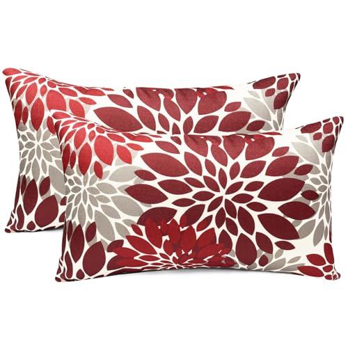 Decorative Throw Pillow Covers Set of 2 Wine Red pillow covers 12x20 inch