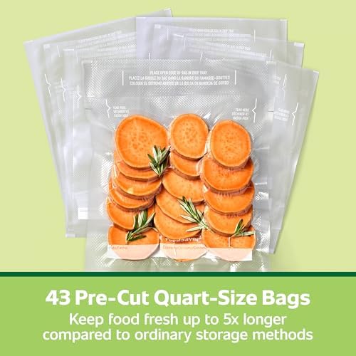 FoodSaver Quart Pre-Cut Vacuum Seal and Easy Use Storage Bags, Align to Seal and Tear to Open Vacuum Sealer Storage, Quart (43 Bags) (Pack of 4) — view 7