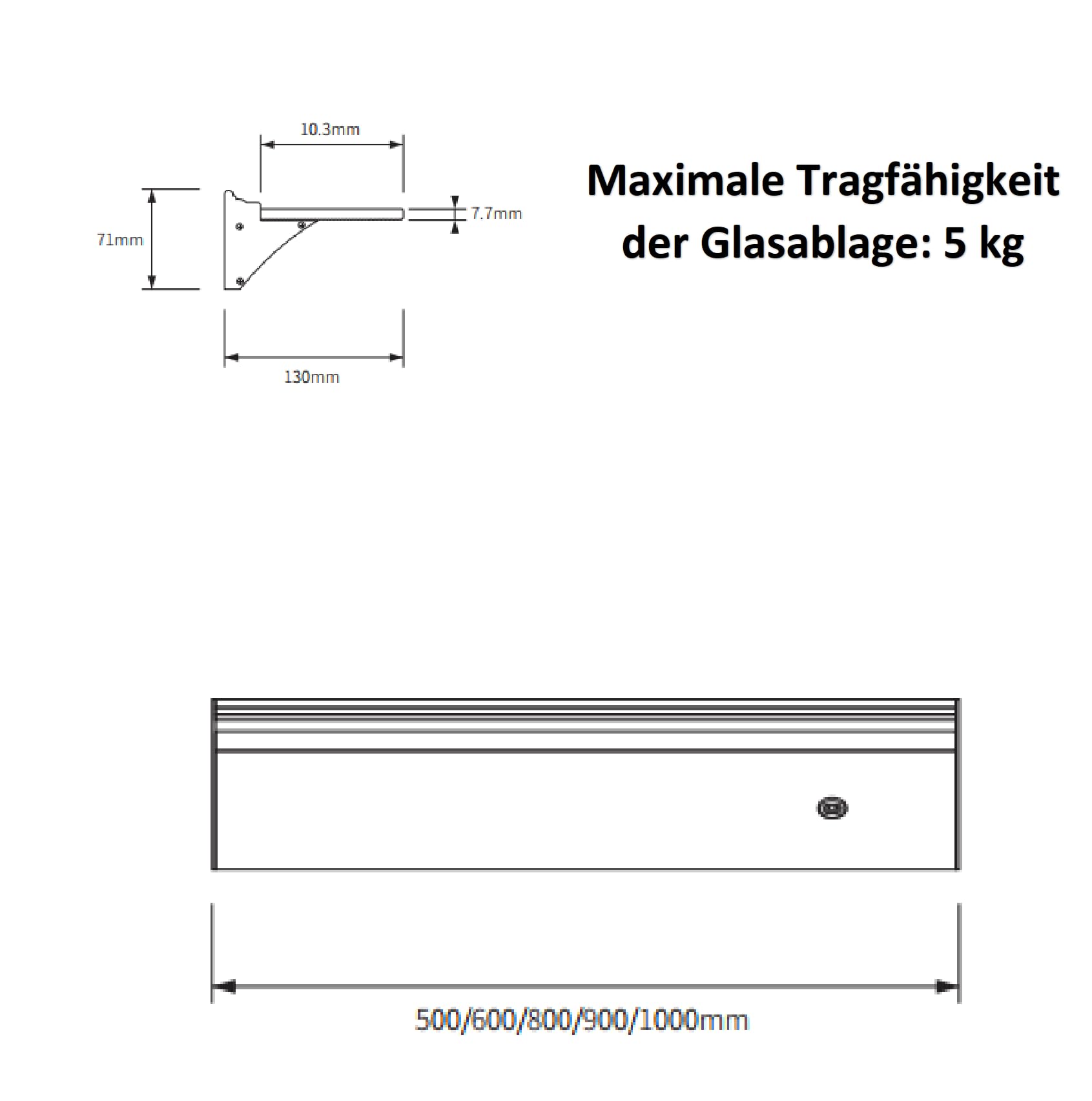 Estante de pared LED 60 cm cristal iluminación LED 3 modos color aluminio