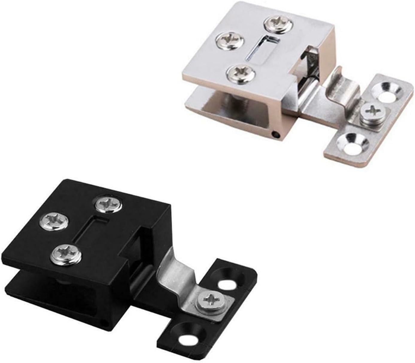 Glass Door Pivot Hinge, Glass Cabinet Door Hinge Display Gate Clamp Furniture Hardware Hinges with Screws 4-5mm 2Pcs(Silver)