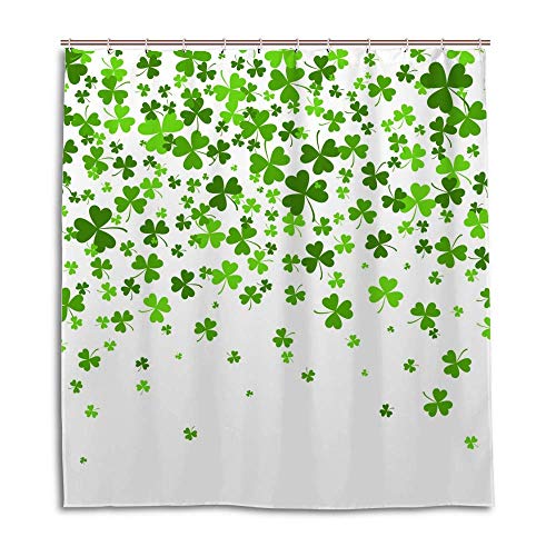 Rideau de douche anti-éclaboussures polyester trèfle vert 183cm - 2