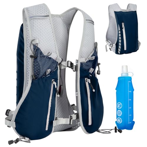 Expansea 7L Mochila Hidratación Ligera Impermeable con Soft Flask 500ml, Multifunción Mochilas de Hidratación, Chaleco Reflectante para Correr Ciclismo Carrera Trail Running