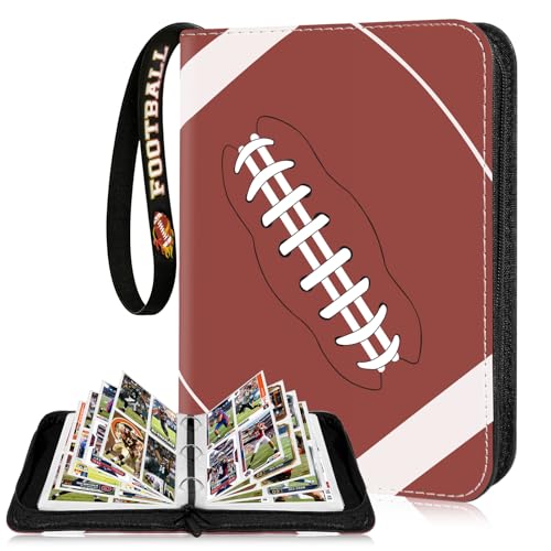 440 Pockets Football Card Binder 4 Pocket Sports Card Binder with 55 Removable Sleeves Football Card Holder Trading Card Binder with Football Pattern Wristband Fit for MTG TCG Game Gifts For Boys