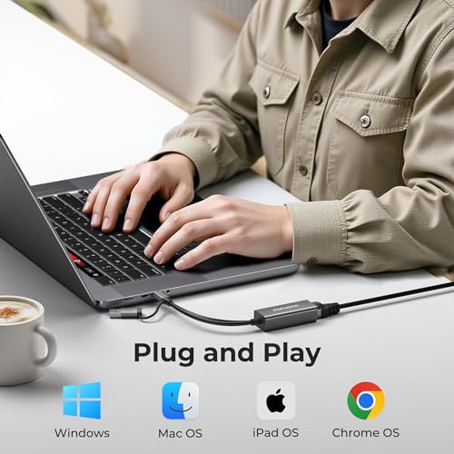 Image of USB to Ethernet Adapter,USB C to RJ45 1 Gigabit LAN Network Adapter,Aluminum Case,Ethernet Adapter for Laptop,MacBook Pro /Air,Surface Pro,iPad,XPS,Windows 11 /10 /8 /7,MAC OS