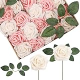 50pcs Artificial Flowers Roses Real Touch Fake Roses for DIY Wedding Bouquets Bridal Shower Party Ho