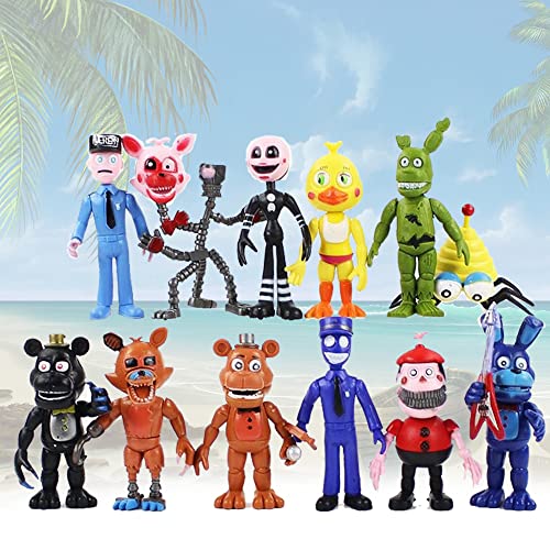 Themaz 12Pcs/Set Inspired By Game At Freddys Five Nights Figure Toy Action Security Breach Foxy Bonnie Fazbear Pvc Model Dolls Fnaf For Kid Gifts.. #TOP1