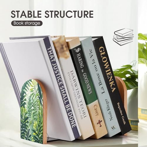 Sujetalibros de estilo verde de madera resistente y soporte de libros moderno 8