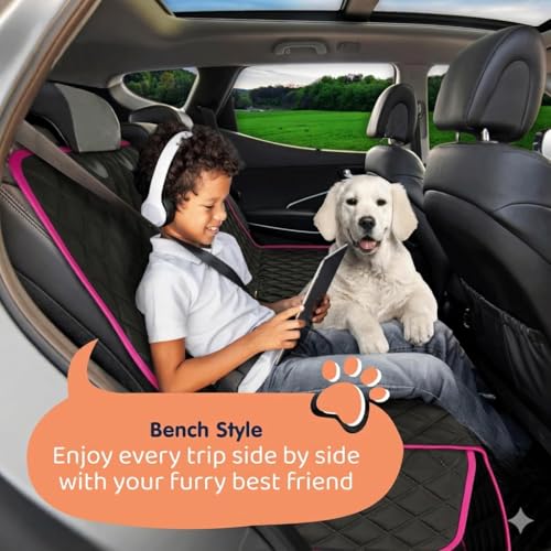 Image of Dog Car Seat Cover for Back Seat, Waterproof Hammock for Car, SUV & Truck, Non-Slip Backseat Cover for Dogs, Heavy-Duty Dog Hammock Style Seat Protector Pets. (Pink, 51 inchx59 inch)