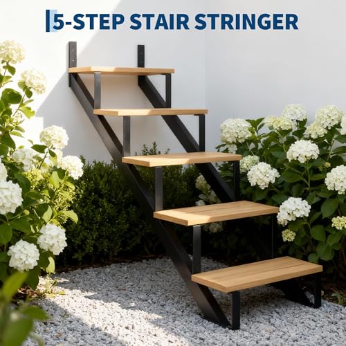 Black Metal Stair Riser 2-Step Steel Stair Stringer with Gloves DIY Step Frame by EliteEdge - Image 5