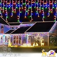 Kidsgigglz Eisregen Lichterkette 15m - 600LED Warmweiß, IP44 Wasserdicht, 8 Modi