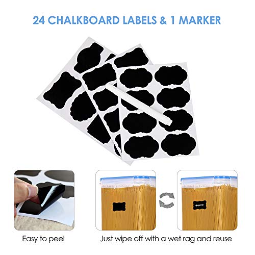 Vtopmart Extra Large Tall Airtight Food Storage Containers 4 Pieces 5.9Qt / 6.5L-Plastic Pba Free Kitchen Pantry Storage Containers For Spaghetti, Flour And Baking Supplies - Include 24 Labels, Blue #TOP6