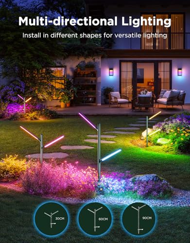 Image of Govee Outdoor Garden Lights, 2 Pack, RGBWWIC, IP66 Waterproof | 16 Million Colors, 64 Scenes for Outdoor Decor, Patio, Landscape Lighting, Compatible with Alexa, Google Assistant, Matter