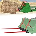 YITAMOTOR 49" Hay Spear Attachment, Dual Bale Spears 3000lbs Capacity, Universal HD Front Skid Steer Quick Attach Tractor Loader Bucket Attachment with 2pcs Spears & Chain