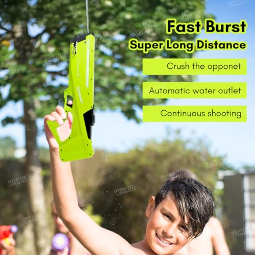 Image of VikriDA Big Size (44 * 13cms) Holi Electric Pichkari Water Gun with Dual Rechargeable Battery for Kids, 600CC & Excellent Range 40FT,Automatic High-Pressure Water Gun - Multicolor