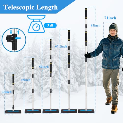 UEGHNS Vassoura de neve para caminhão, empurrador de neve telescópico de 83.8 cm-210.8 cm para carro
