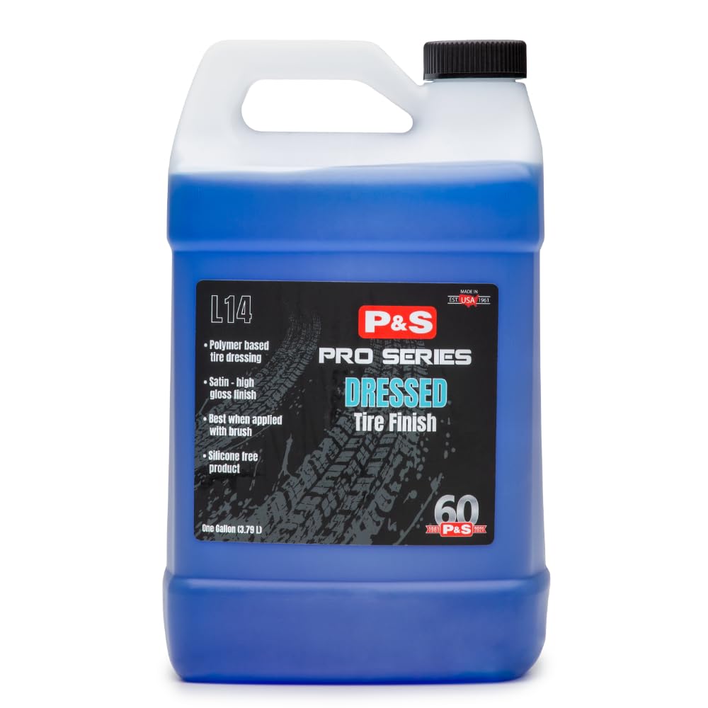 P & S Professional Detail Products Dressed Tire Finish - Water-Based, High-Gloss Tire Dressing for a Clean, Satin Shine - 1 Gallon