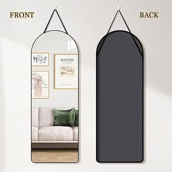 LTSRLL Large Wall Mounted Or Hanging Mirror | Arched Full Length Door Mirror with Cord | Metal Rectangle Vanity Mirror(Gold,40x150cm/15.7x59in)