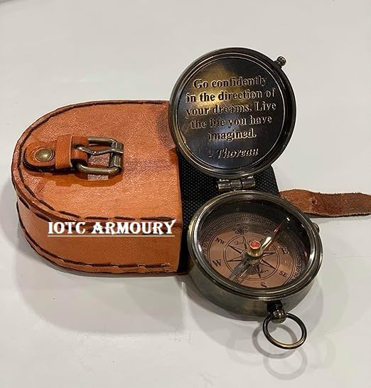 Brújula de latón portátil IOTC ARMOURY 50mm diámetro miniatura 4