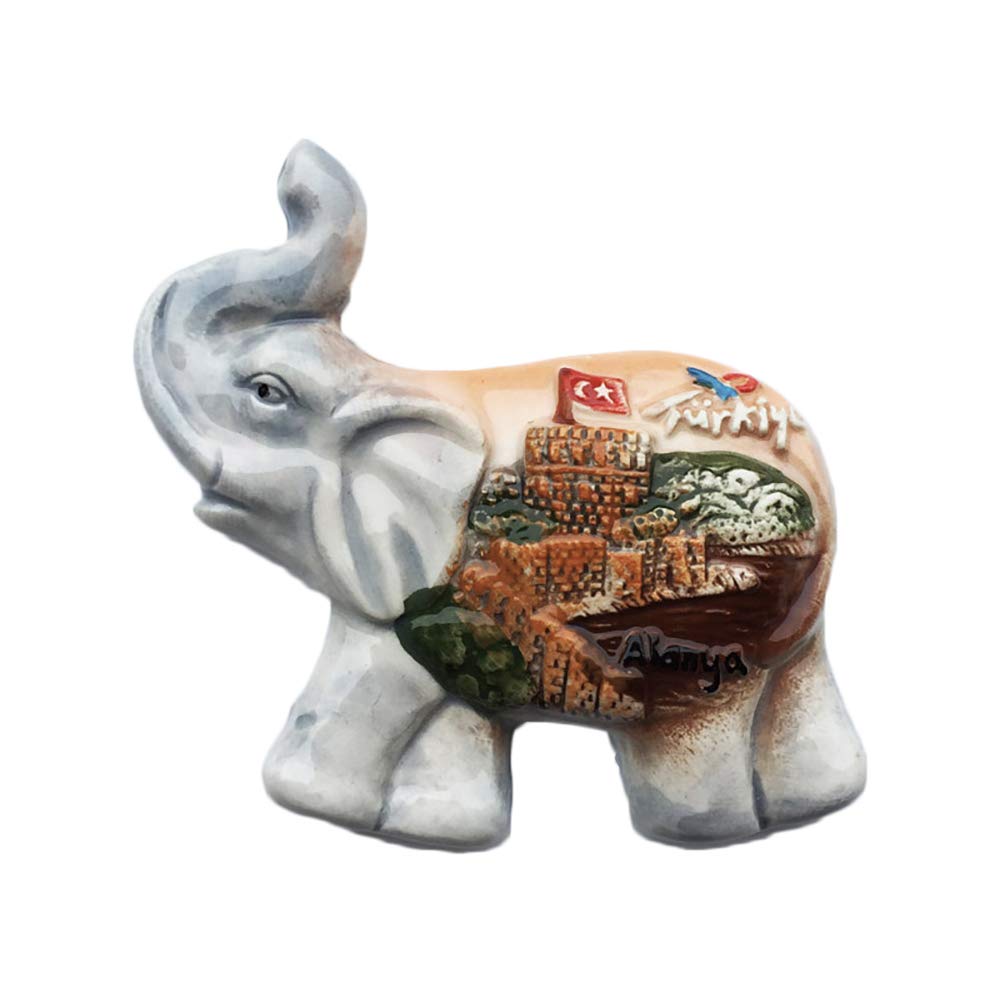 Wedarego Alanya8 3D Elephant Alanya Turkey Refrigerator Fridge Magnet Tourist Souvenirs Handmade Ceramics Craft Magnetic Stickers Home Kitchen Decoration Travel Gift