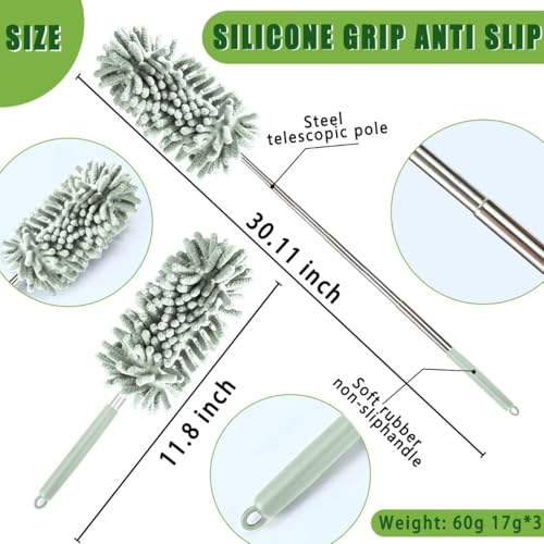 Image of 4Pcs Reusable Microfiber dusters Refills Microfiber Duster for Cleaning extendable Pole Duster Washable Damp Duster Bendable Dry Dusters with Extension Handle Pole Supplies