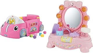 Fisher-Price Laugh & Learn Crawl Around Car – English Edition & Laugh & Learn Magical Musical Mirror, Pretend Vanity Infant Toy with Educational Content